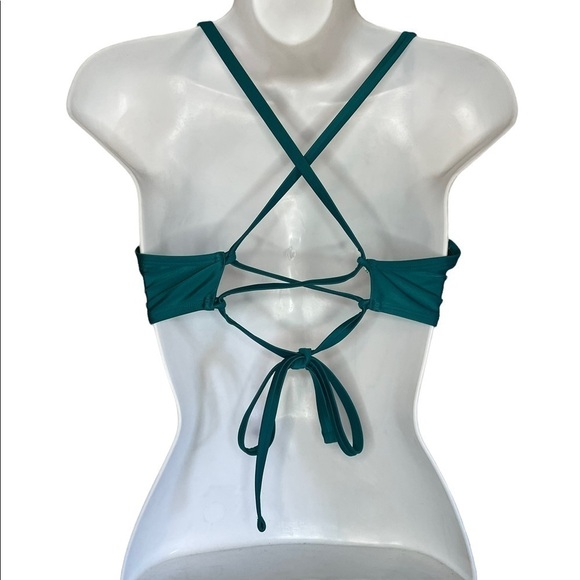 Aerie Perkier Pushup Green Criss Cross Straps Padded Bikini Top - Picture 8 of 9
